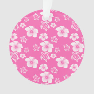 Rosa Hibiskus Honu Hawaiianer-Muster Ornament