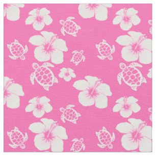 Rosa Hibiskus Honu Hawaiianer Stoff