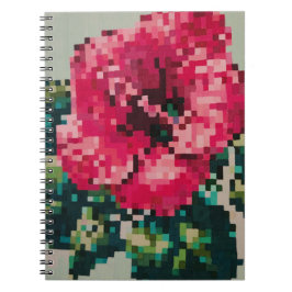 Rosa Hibiskus in sanften Pixel-Farben Notizblock