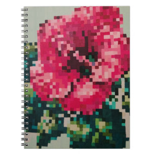 Rosa Hibiskus in sanften Pixel-Farben Notizblock