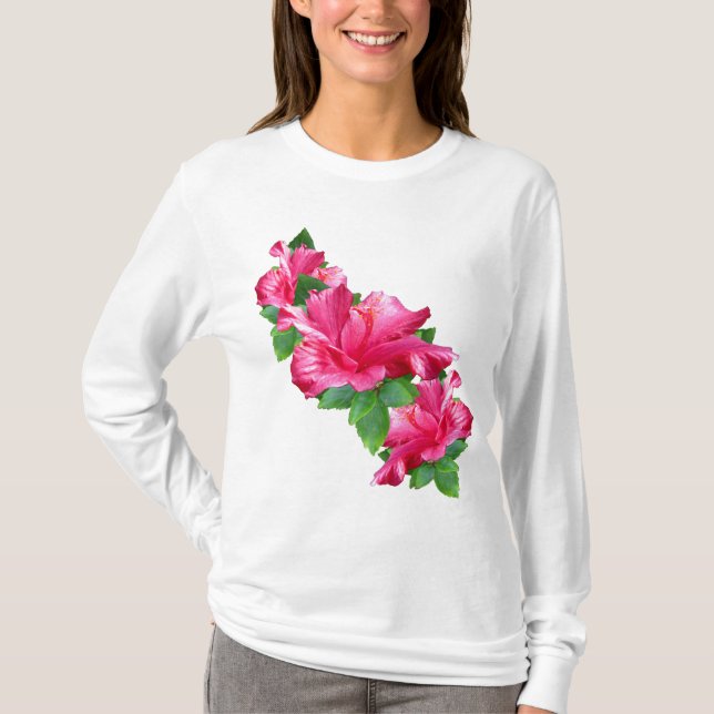 Rosa Hibiskus-Königin-Shirts T-Shirt (Vorderseite)