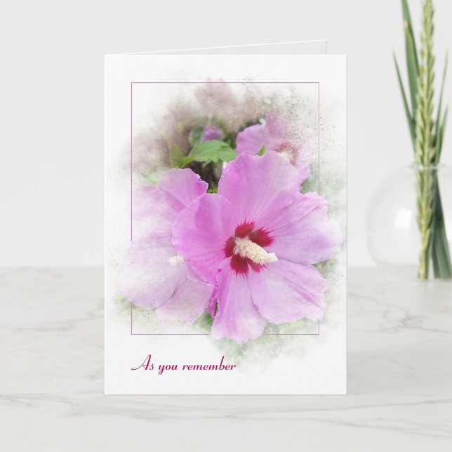 rosa Hibiskus mit Maskenrahmen Karte (Vorderseite)