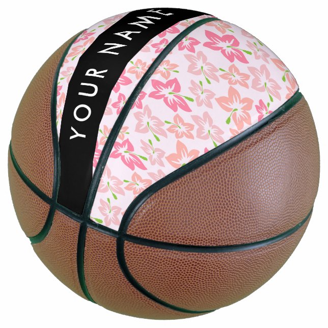 Rosa Hibiskus, rosa Blume, Ihr Name Basketball (angewinkelt)