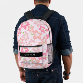 Rosa Hibiskus, rosa Blume, Ihr Name Bedruckter Rucksack