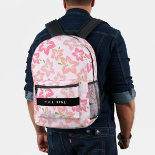 Rosa Hibiskus, rosa Blume, Ihr Name Bedruckter Rucksack