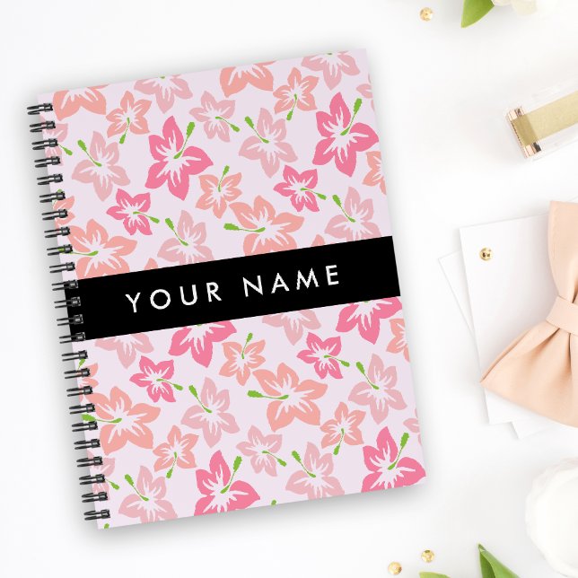 Rosa Hibiskus, rosa Blume, Ihr Name Notizbuch (Von Creator hochgeladen)