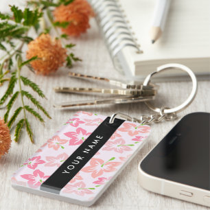 Rosa Hibiskus, rosa Blume, Ihr Name Schlüsselanhänger