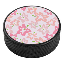 Rosa Hibiskus, rosa Blume, Muster von Blume Eishockey Puck