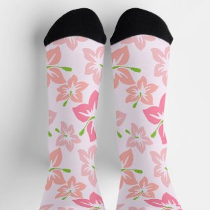 Rosa Hibiskus, rosa Blume, Muster von Blume Socken