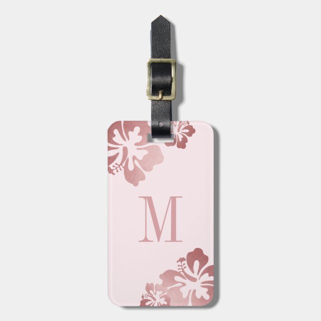 Rosa Hibiskus Rose Gold Gepäckausweis Gepäckanhänger (Vorderseite vertikal)