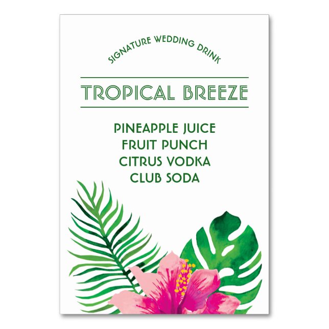 Rosa Hibiskus Signature Drink Tischnummer (Vorderseite)