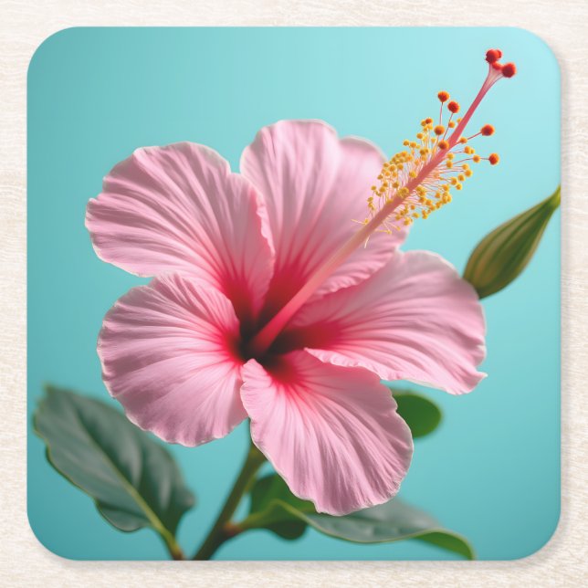 Rosa Hibiskus strahlende Eleganz Rechteckiger Pappuntersetzer (Vorderseite)