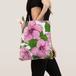 Rosa Hibiskus Tasche