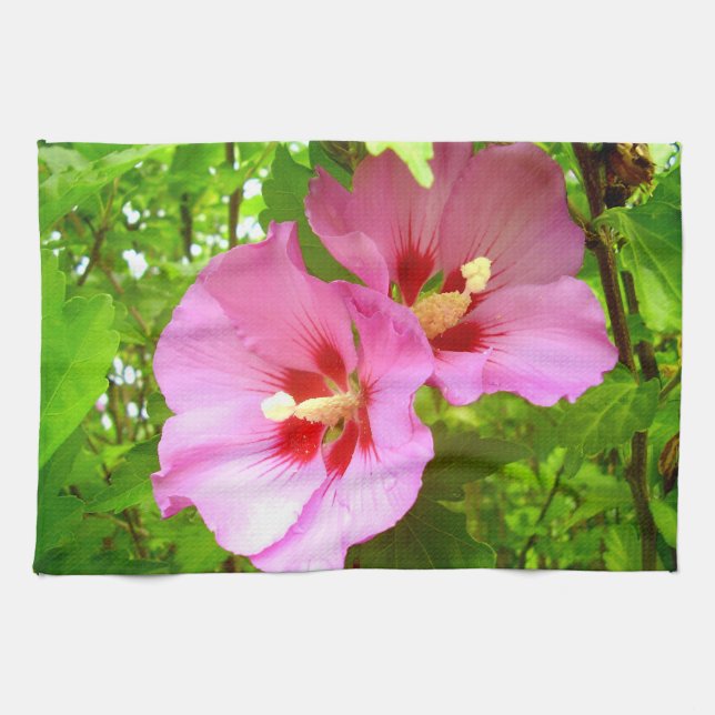 Rosa Hibiskus Teetuch Geschirrtuch (Horizontal)