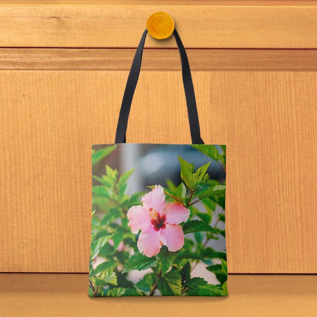 Rosa Hibiskus-Tragetasche Tasche (Tote bag with pink hibiscus)
