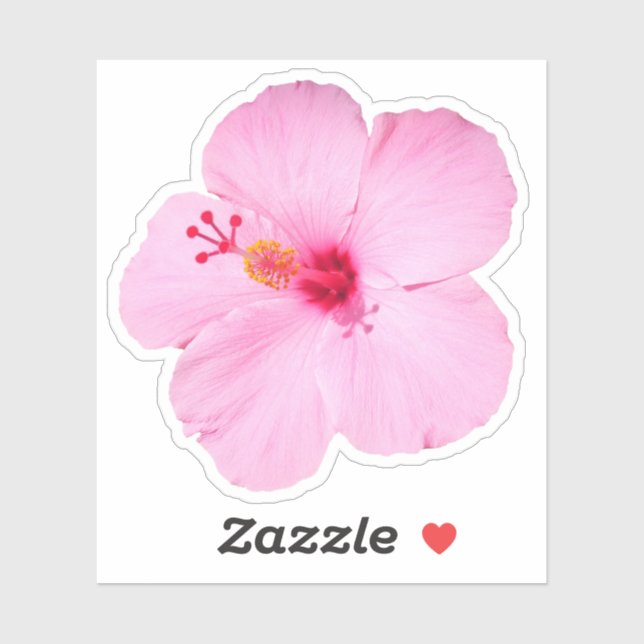Rosa Hibiskus Tropische Blume Aufkleber (Blatt)