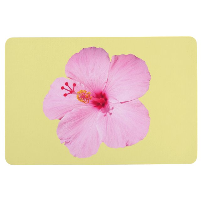 Rosa Hibiskus Tropische Blume Bodenmatte (Vorderseite)