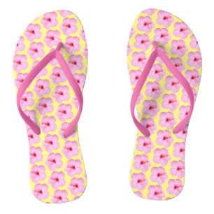 Rosa Hibiskus Tropische Blume Flip Flops