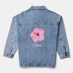 Rosa Hibiskus Tropische Blume Jeansjacke