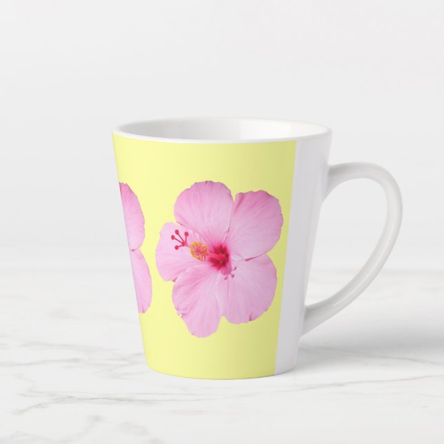 Rosa Hibiskus Tropische Blume Milchtasse (Rechts)