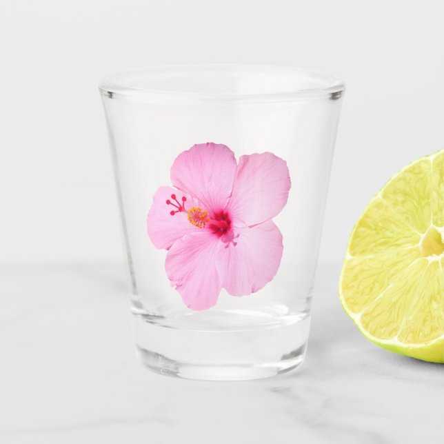 Rosa Hibiskus Tropische Blume Schnapsglas (Vorderseite)