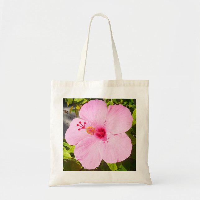 Rosa Hibiskus Tropische Blume Tragetasche (Vorne)