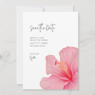Rosa Hibiskus ・ Tropischer Blütenfluss ・ Zielort Save The Date