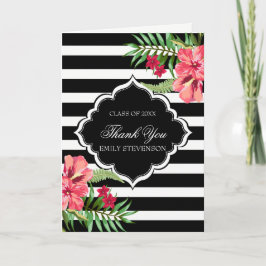 Rosa Hibiskus und schwarze Streifen Abschlüsse Karte