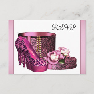 Rosa High Heel Schuhe Frau Leopard 50. Geburtstag RSVP Karte