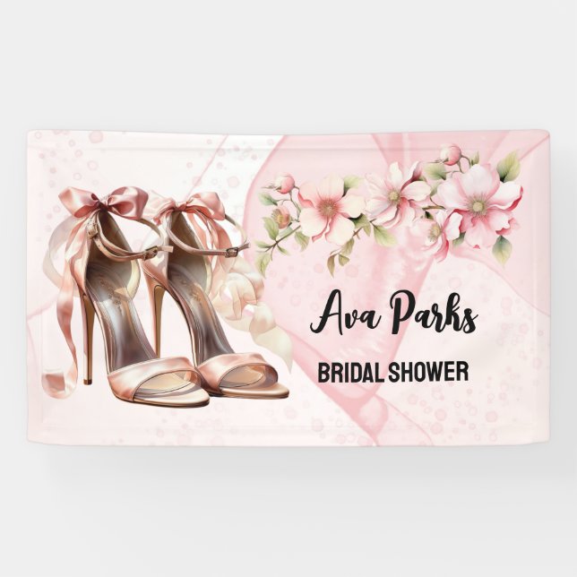 Rosa High Heels Blumenkohlensäure Brautparty Banner (Horizontal)