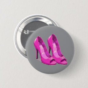 Rosa High Heels im 64-Bit-Pixel-Art-Stil Button