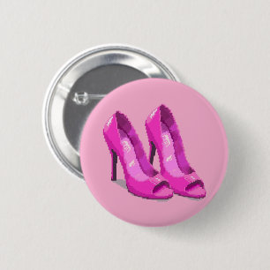Rosa High Heels im 64-Bit-Pixel-Art-Stil Button