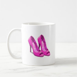 Rosa High Heels im 64-Bit-Pixel-Art-Stil Kaffeetasse