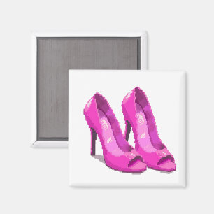 Rosa High Heels im 64-Bit-Pixel-Art-Stil Magnet