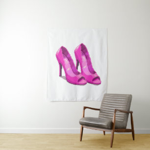 Rosa High Heels im 64-Bit-Pixel-Art-Stil Wandteppich
