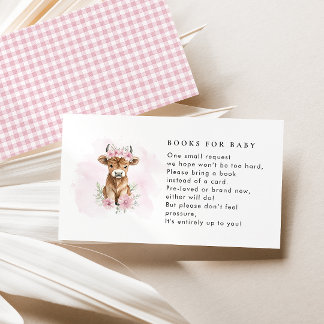 Rosa Highland-Kuh-Bücher für Babyparty Begleitkarte