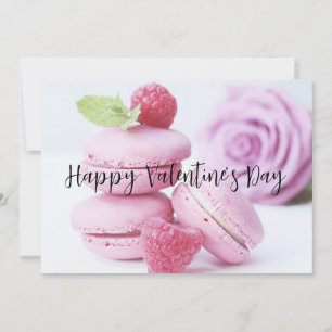 Rosa Himbeer-Macarons Valentinstag Feiertagskarte