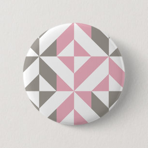 Rosa Himbeere und Silver Geometric ZigZag Button