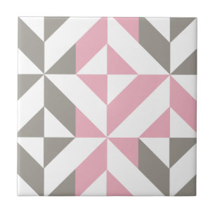 Rosa Himbeere und Silver Geometric ZigZag Fliese