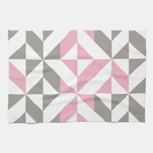 Rosa Himbeere und Silver Geometric ZigZag Geschirrtuch