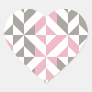 Rosa Himbeere und Silver Geometric ZigZag Herz-Aufkleber