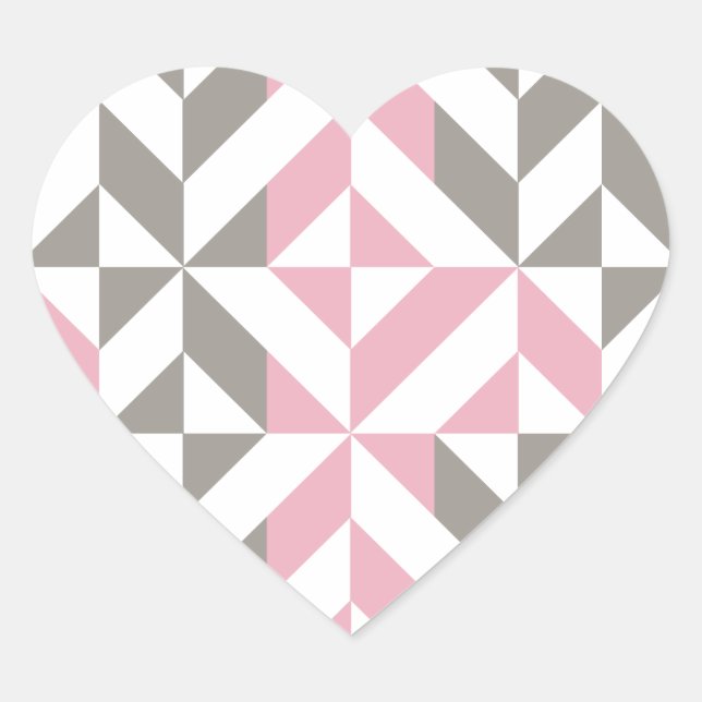 Rosa Himbeere und Silver Geometric ZigZag Herz-Aufkleber (Vorderseite)