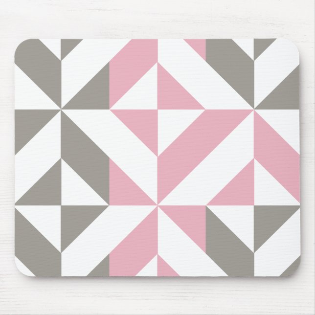 Rosa Himbeere und Silver Geometric ZigZag Mousepad (Vorne)