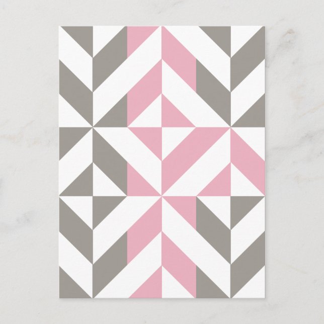Rosa Himbeere und Silver Geometric ZigZag Postkarte (Vorderseite)