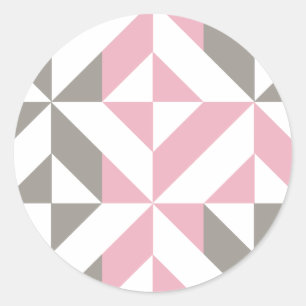 Rosa Himbeere und Silver Geometric ZigZag Runder Aufkleber