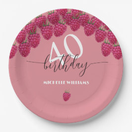 Rosa Himbeere Wasserfarbe Kunst Kalligrafie Geburt Pappteller