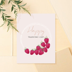 Rosa Himbeeren Aquarell Frohen Valentinstag Karte