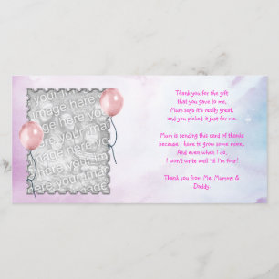 Rosa Himmel danken Ihnen, vom Baby zu kardieren Dankeskarte