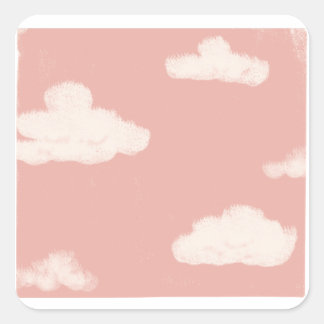 Rosa Himmel Große flauschige Wolken Quadratischer Aufkleber
