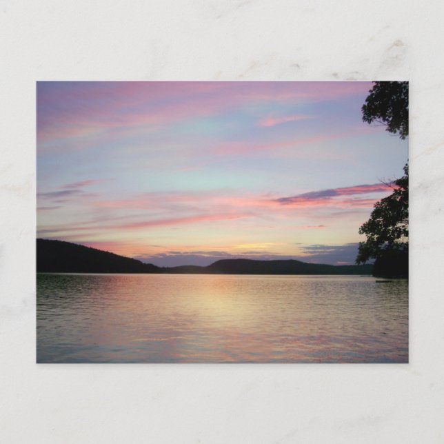 Rosa Himmel in der Nacht! über dem Sunapee Postkarte (Vorderseite)
